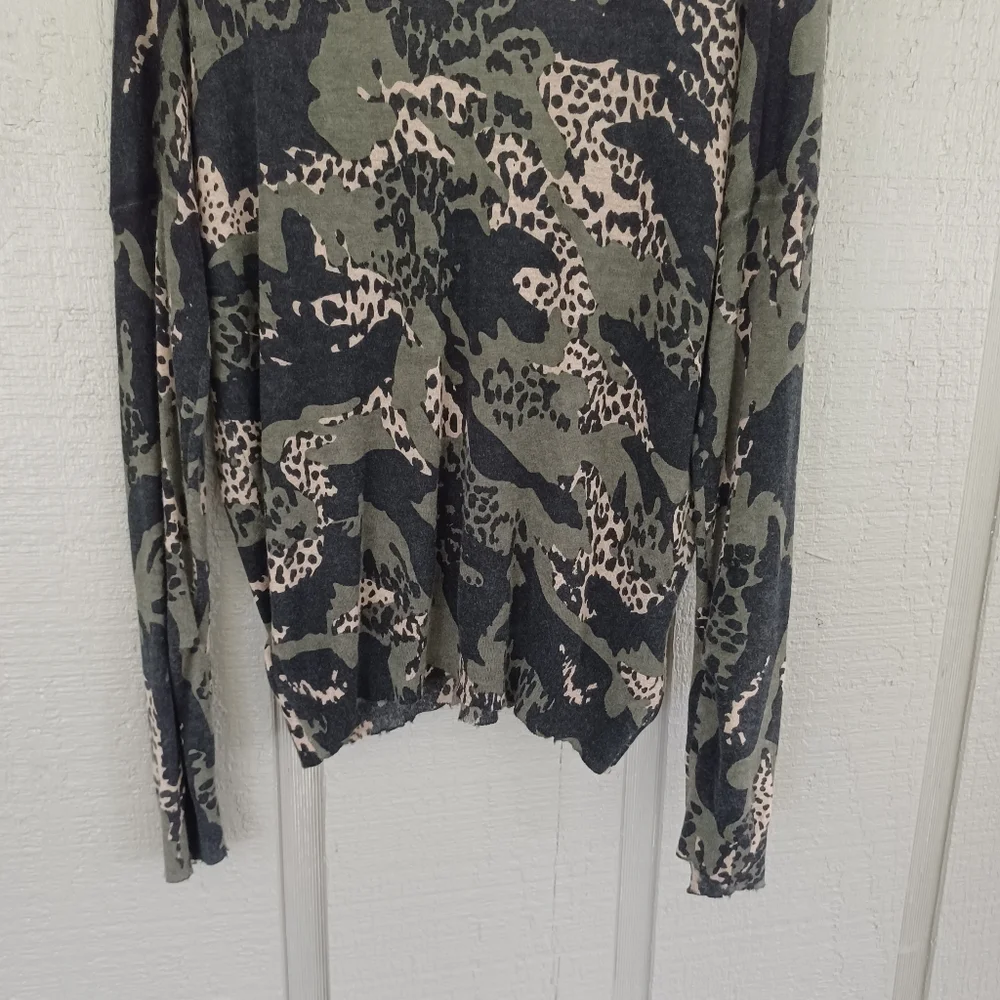Zadig And Voltaire Brume Cp Cashmere Pullover Size M Camouflage Animal Printed - Picture 8 of 16